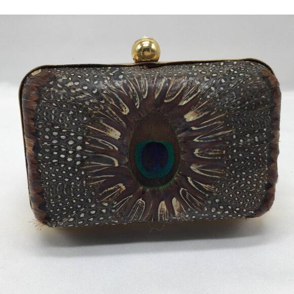 Comeco Handbags - Vintage Comeco Hard Cover Evening Bag Peacock Further